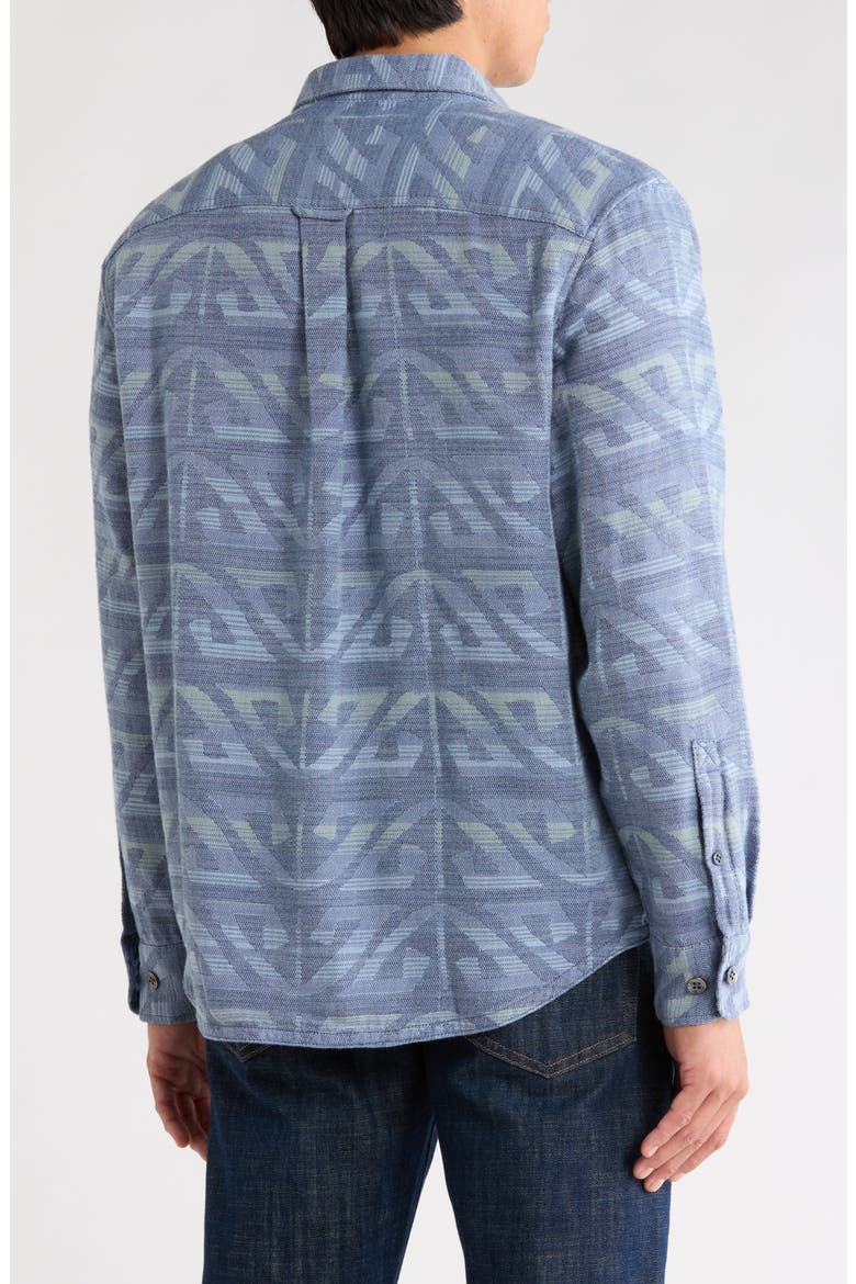 Ombrè Cotton Long Sleeve Button-Up Shirt, Alternate, color, DK AZZURRO