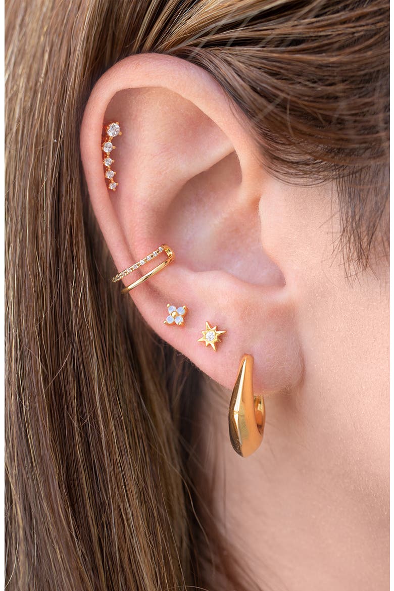 Star Bright Single Flat Back Earring, Alternate, color, GOLD