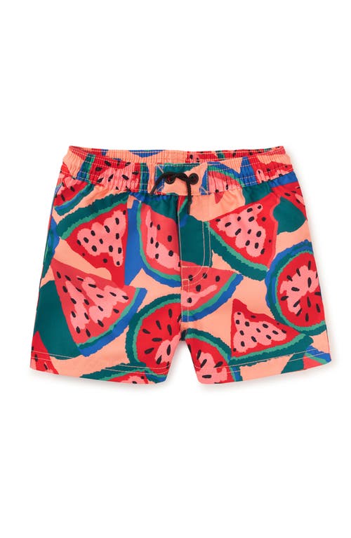 Tea Collection Mid-length Swim Trunks 3.0 In Wiggly Watermelons
