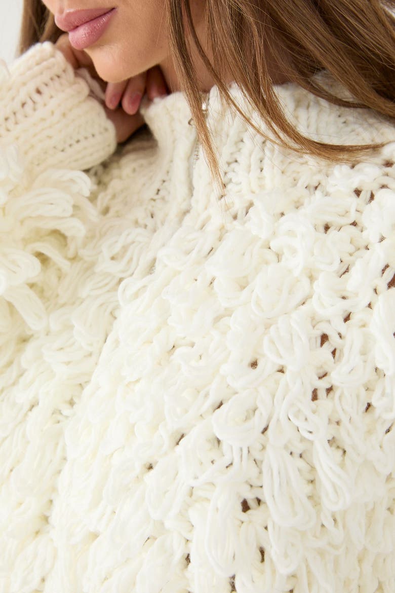 Zip Up Fringe Loop Cardigan, Alternate, color, Neutral
