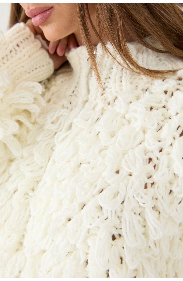 MissPap Zip Up Fringe Loop Cardigan, Alternate, color, Neutral