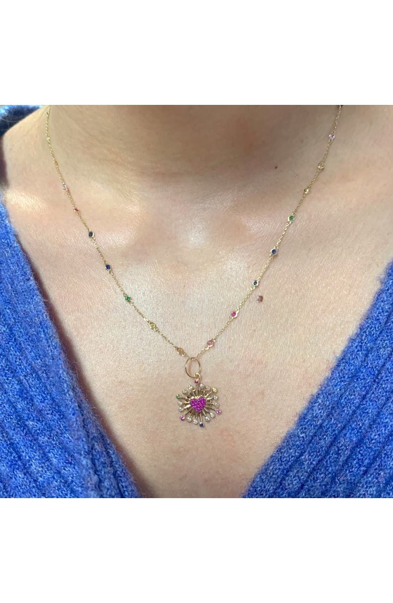 The Lovery Fine Jewelry Rainbow Gemstone Station Necklace, Alternate, color, Rainbow Gemstone