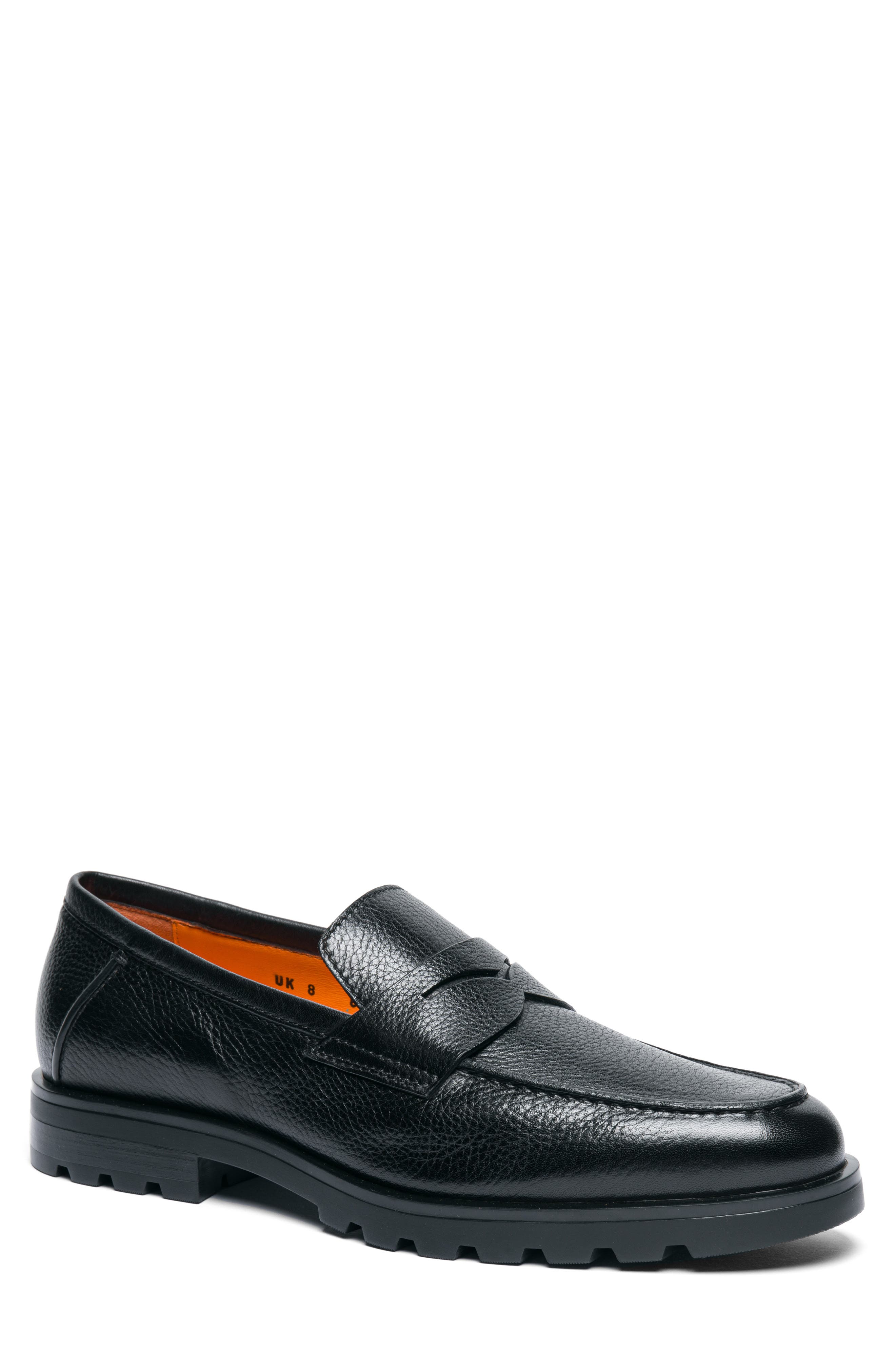 Santoni Rock Penny Loafer, Main, color, Black