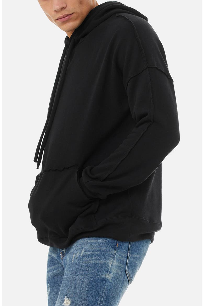 Raw Edge Hoodie, Alternate, color, BLACK
