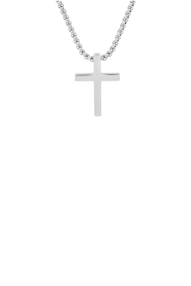 Stainless Steel Cross Pendant Necklace, Main, color, METALLIC
