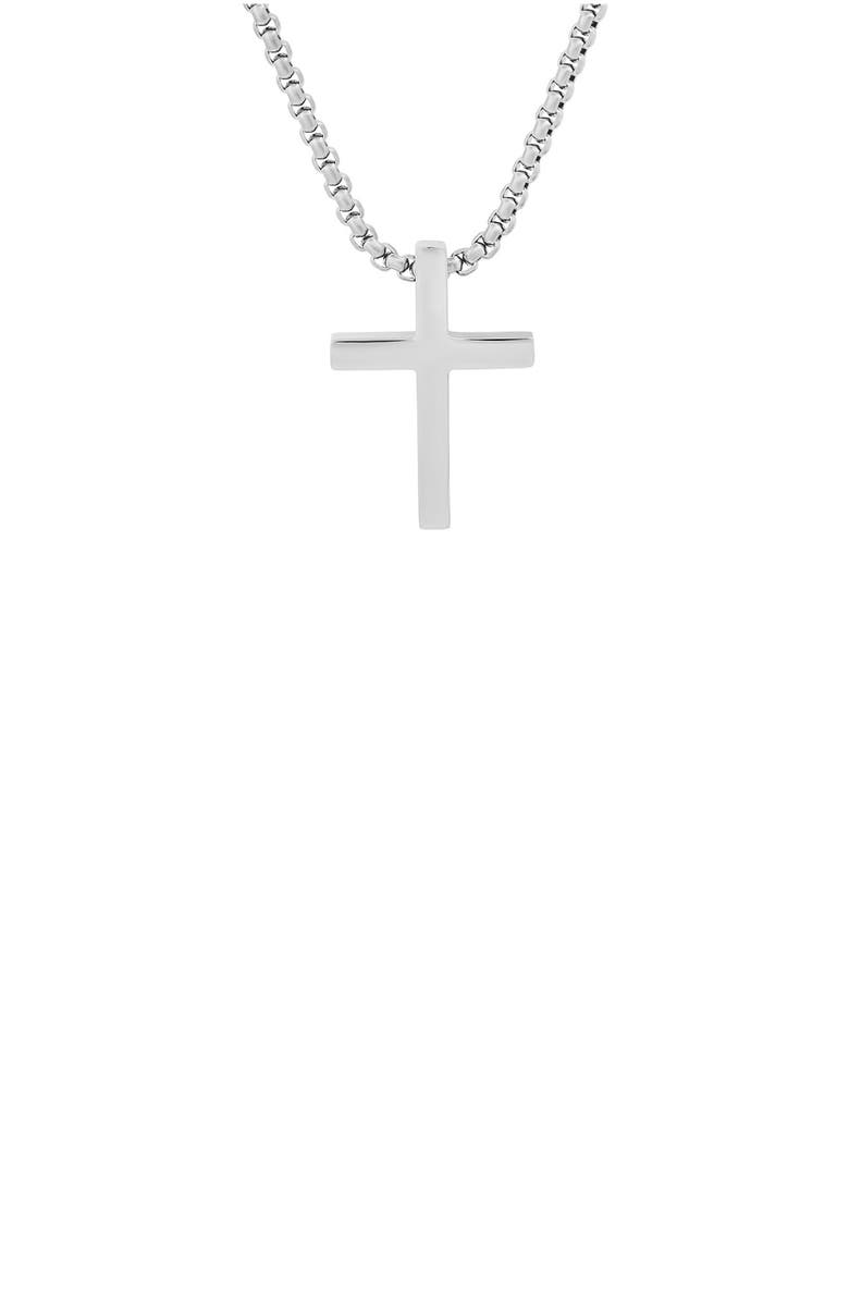 HMY JEWELRY Stainless Steel Cross Pendant Necklace, Main, color, 
