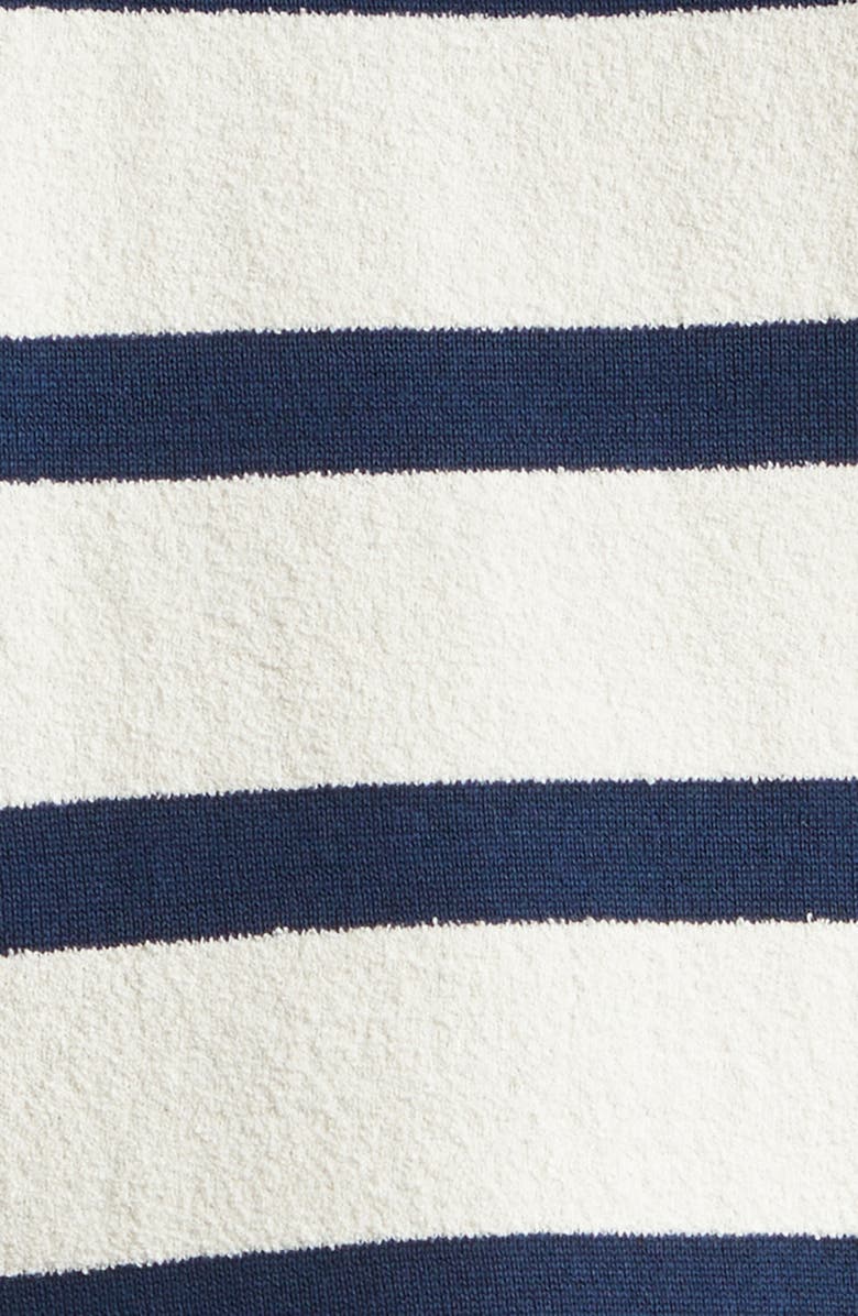 Balmain Marinière Stripe Cotton Blend Terry Cloth Polo, Alternate, color, Natural/ Navy