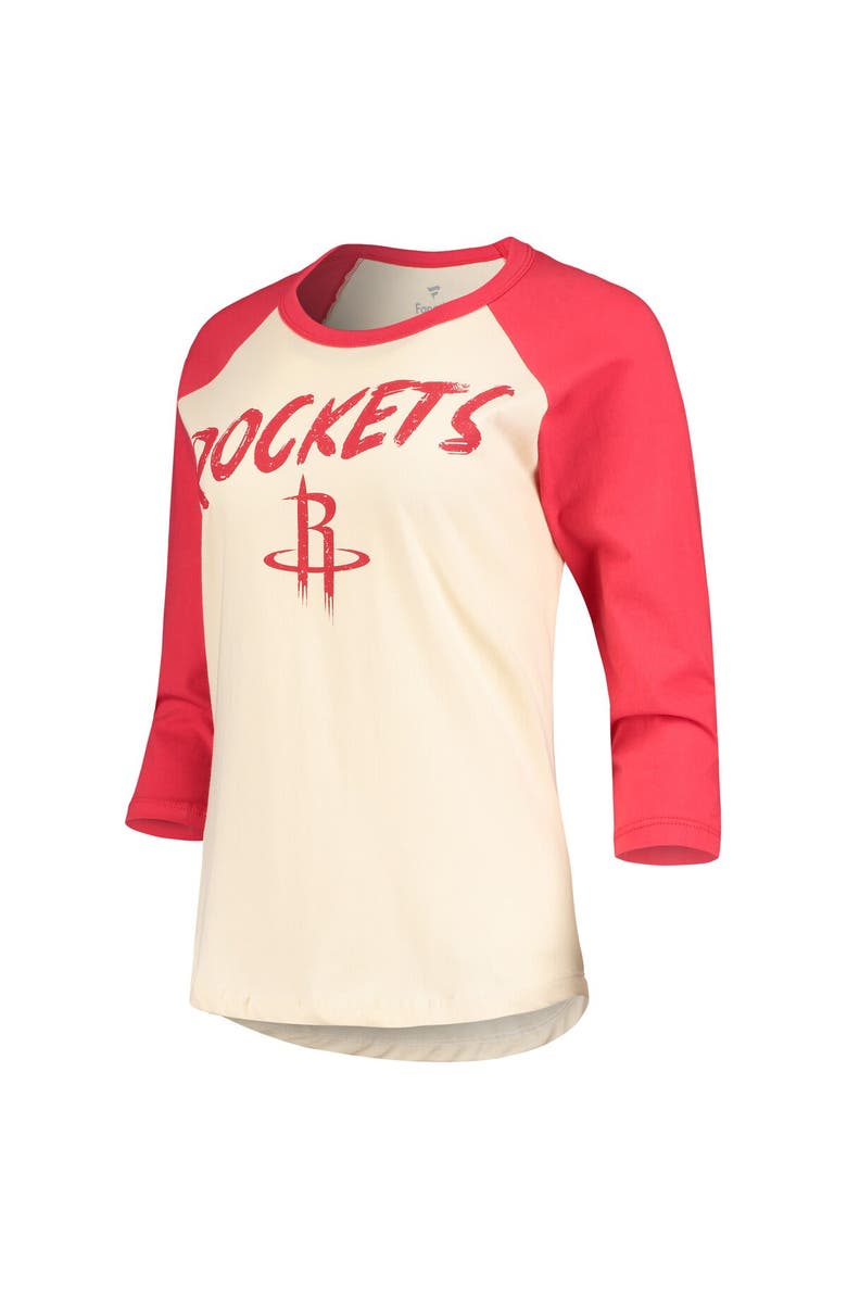 FANATICS Women's Fanatics Branded John Wall Cream Houston Rockets NBA 3/4-Sleeve Raglan T-Shirt, Alternate, color,