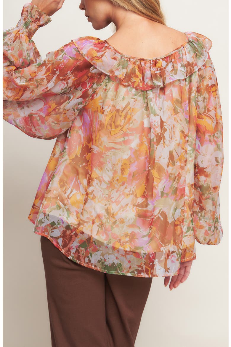 Long Sleeve Chiffon Top, Alternate, color, RUST