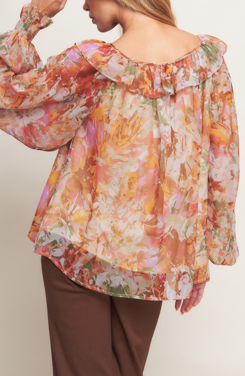 FLYING TOMATO Long Sleeve Chiffon Top, Alternate, color, Rust