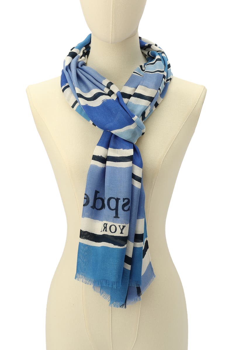 Kate Spade New York ocean stripe oblong scarf, Alternate, color, 
