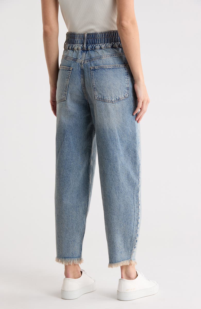 AllSaints Hailey Fray Hem Barrel Leg Jeans, Alternate, color, Mid Indigo