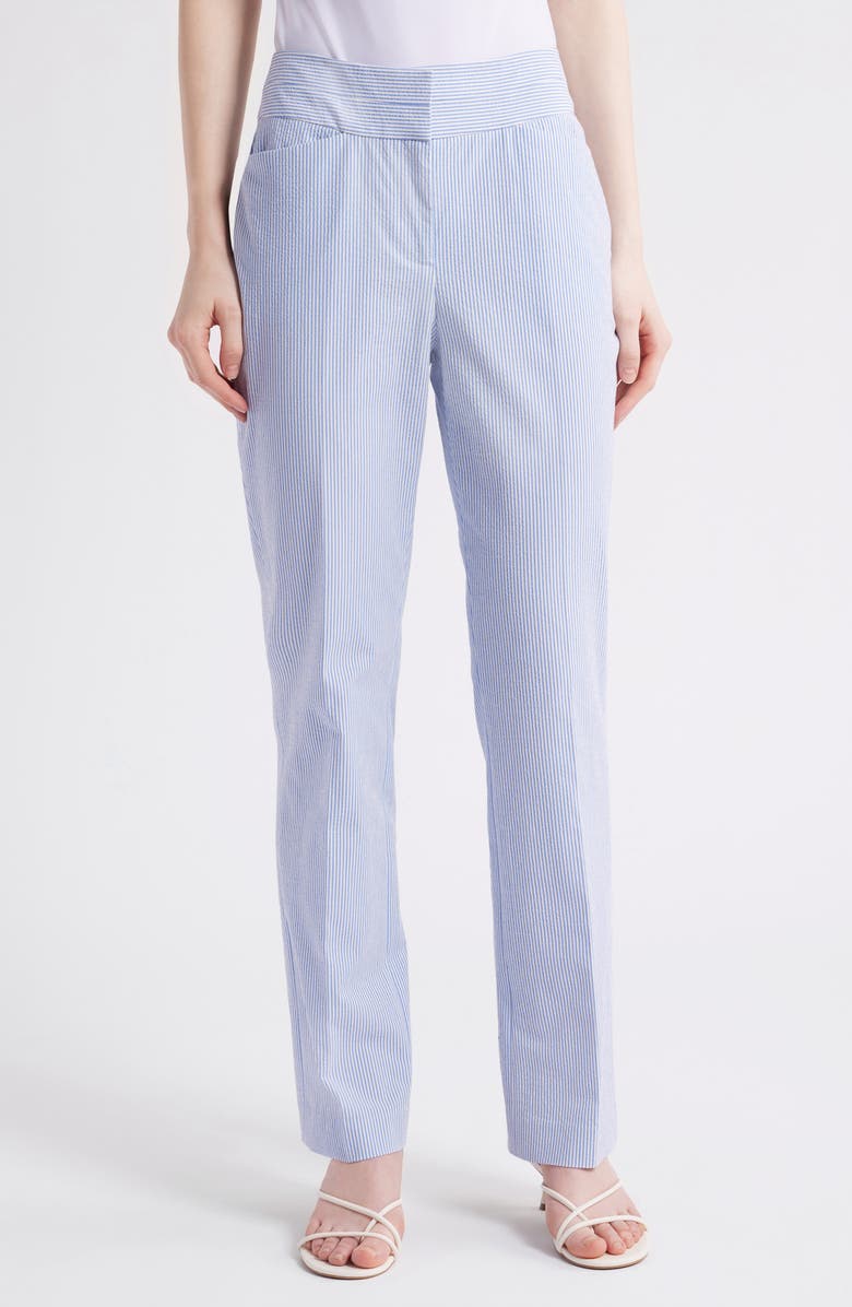 Tahari ASL Stripe Bootcut Seersucker Pants, Main, color,