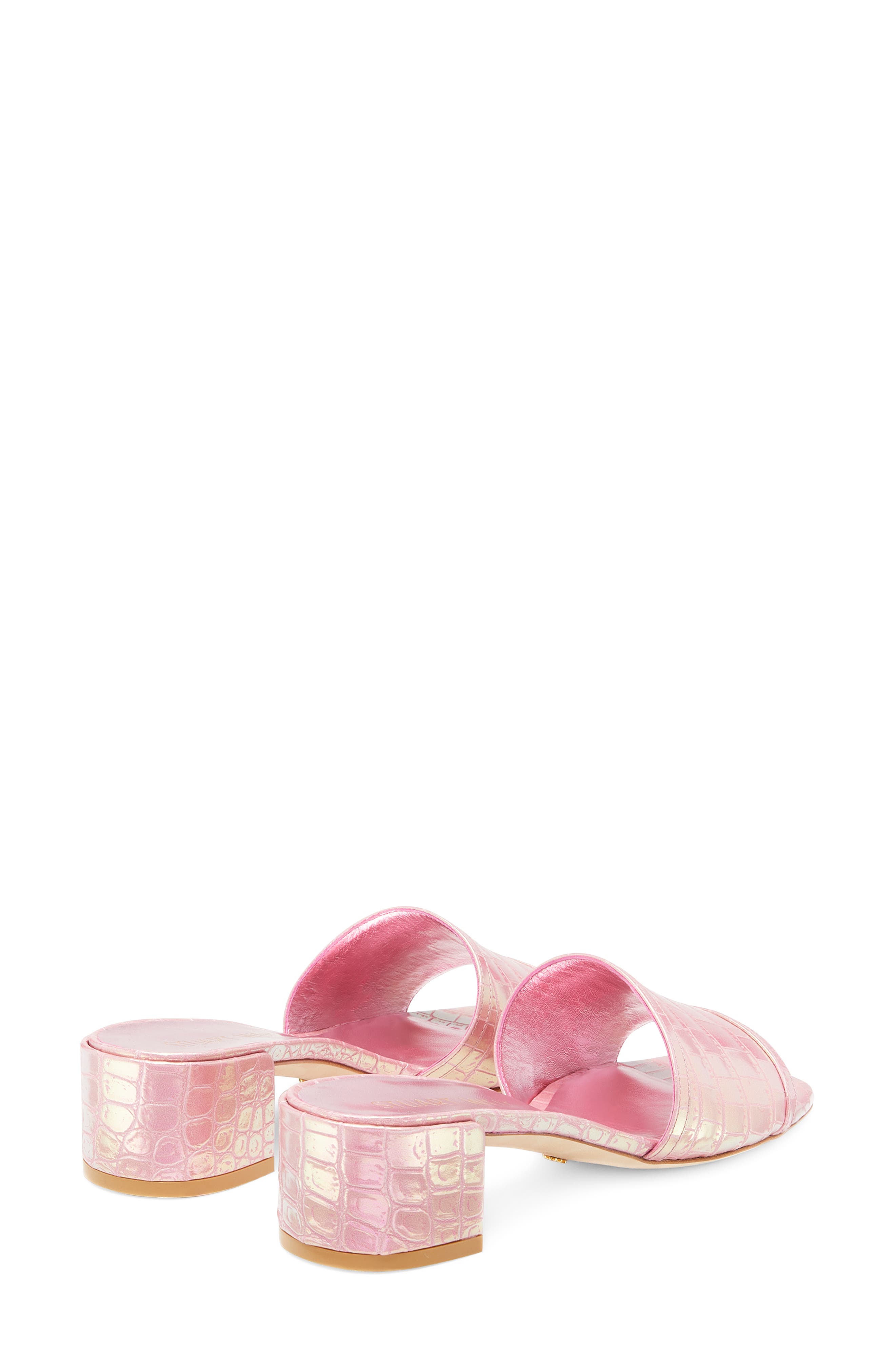 Stuart Weitzman Cayman Croc Embossed Block Heel Sandal, Alternate, color, 