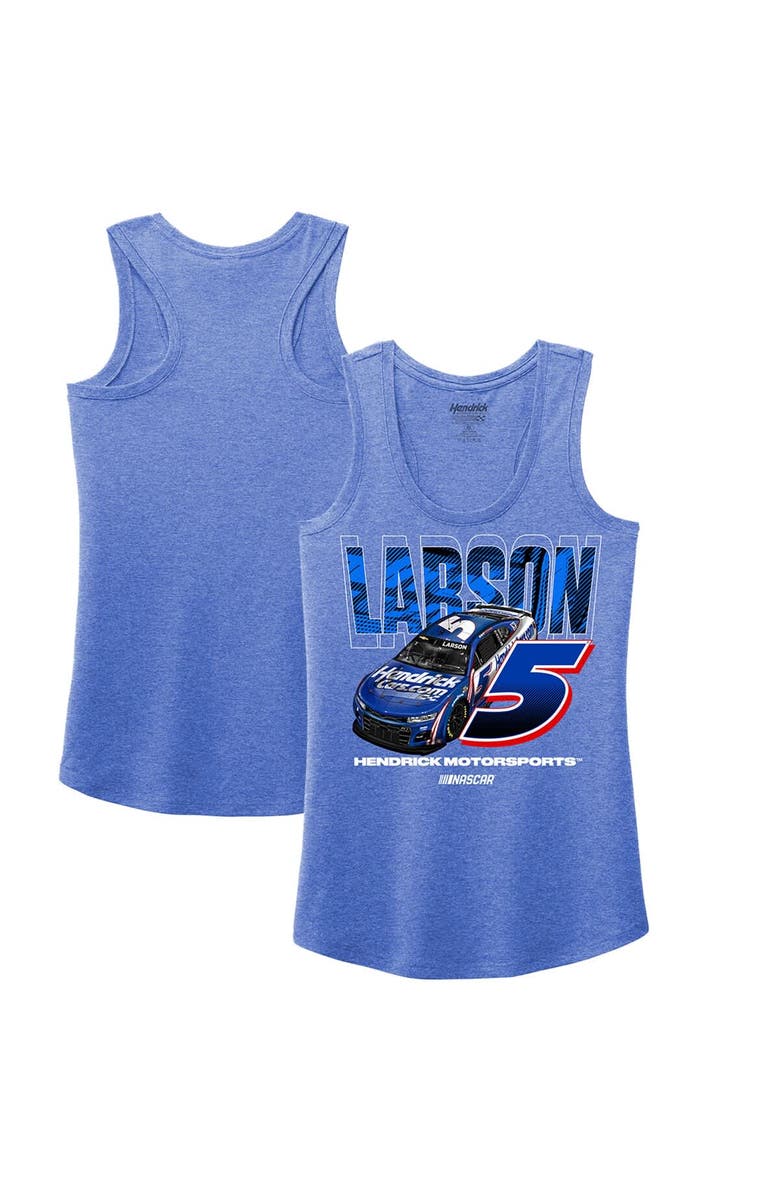 HENDRICK MOTORSPORTS TEAM COLLECTION Women's Hendrick Motorsports Team Collection Heather Royal Kyle Larson Name & Number Racerback Tri-Blend Tank Top, Main, color, Heather Royal