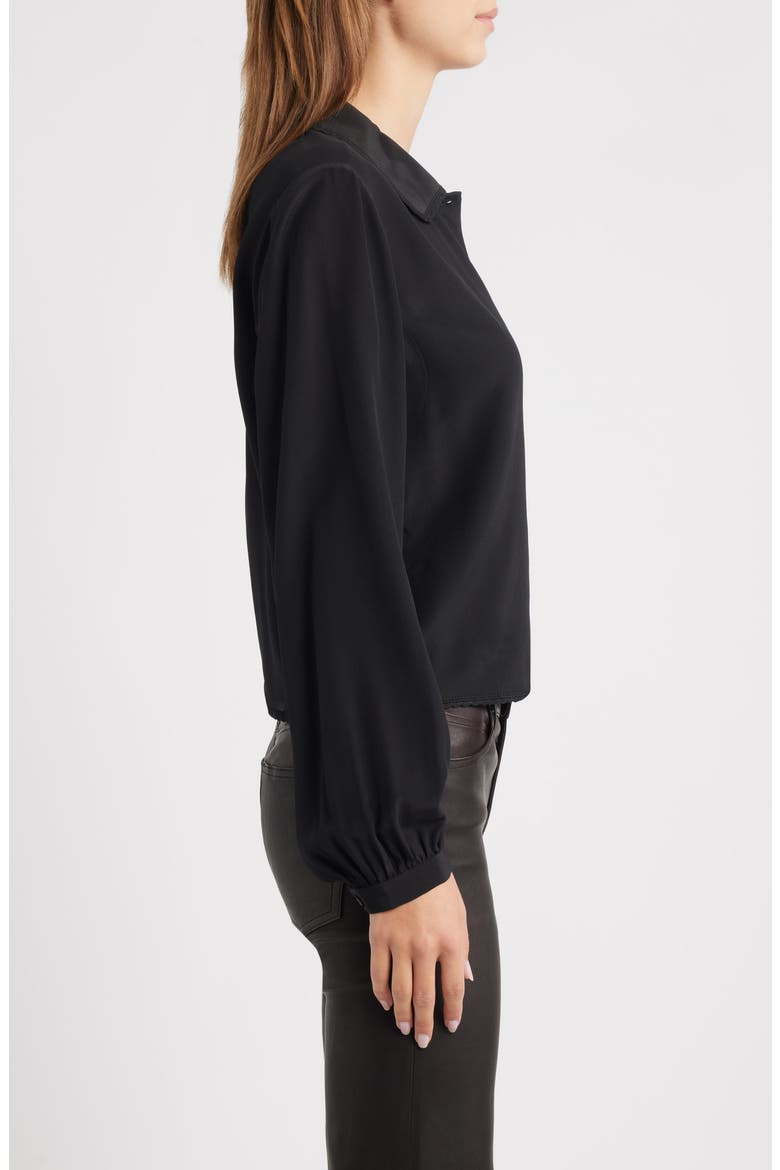 Prim Silk Button-Up Shirt, Alternate, color, BLACK
