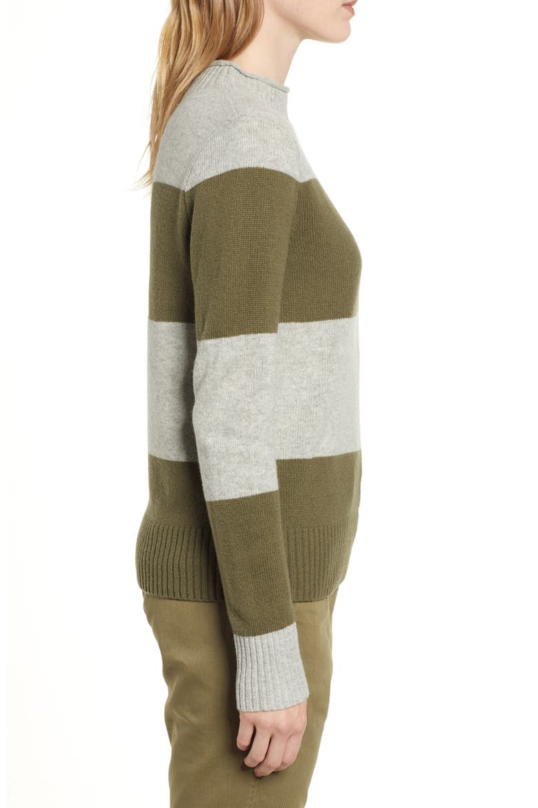 1988 Stripe Roll Neck Sweater, Alternate, color, HEATHER LIGHT IVORY BLACK