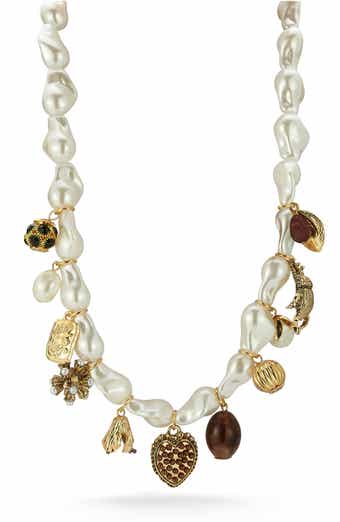 Faux Pearl Charm Necklace