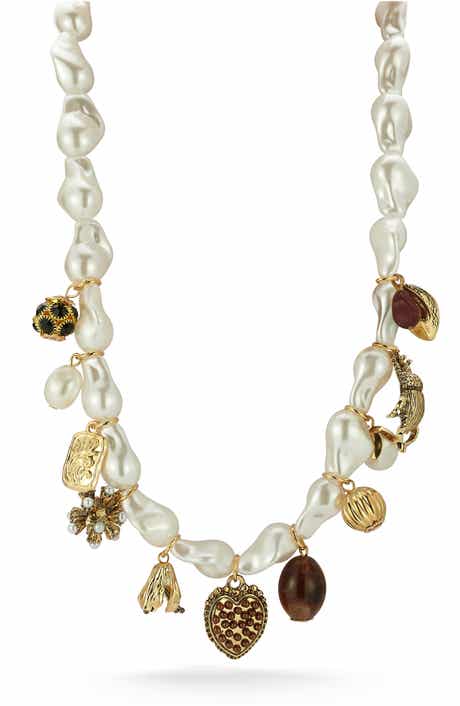 Faux Pearl Charm Necklace