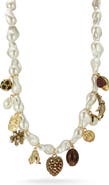 CHLOE AND MADISON Faux Pearl Charm Necklace