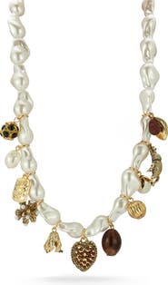 CHLOE AND MADISON Faux Pearl Charm Necklace