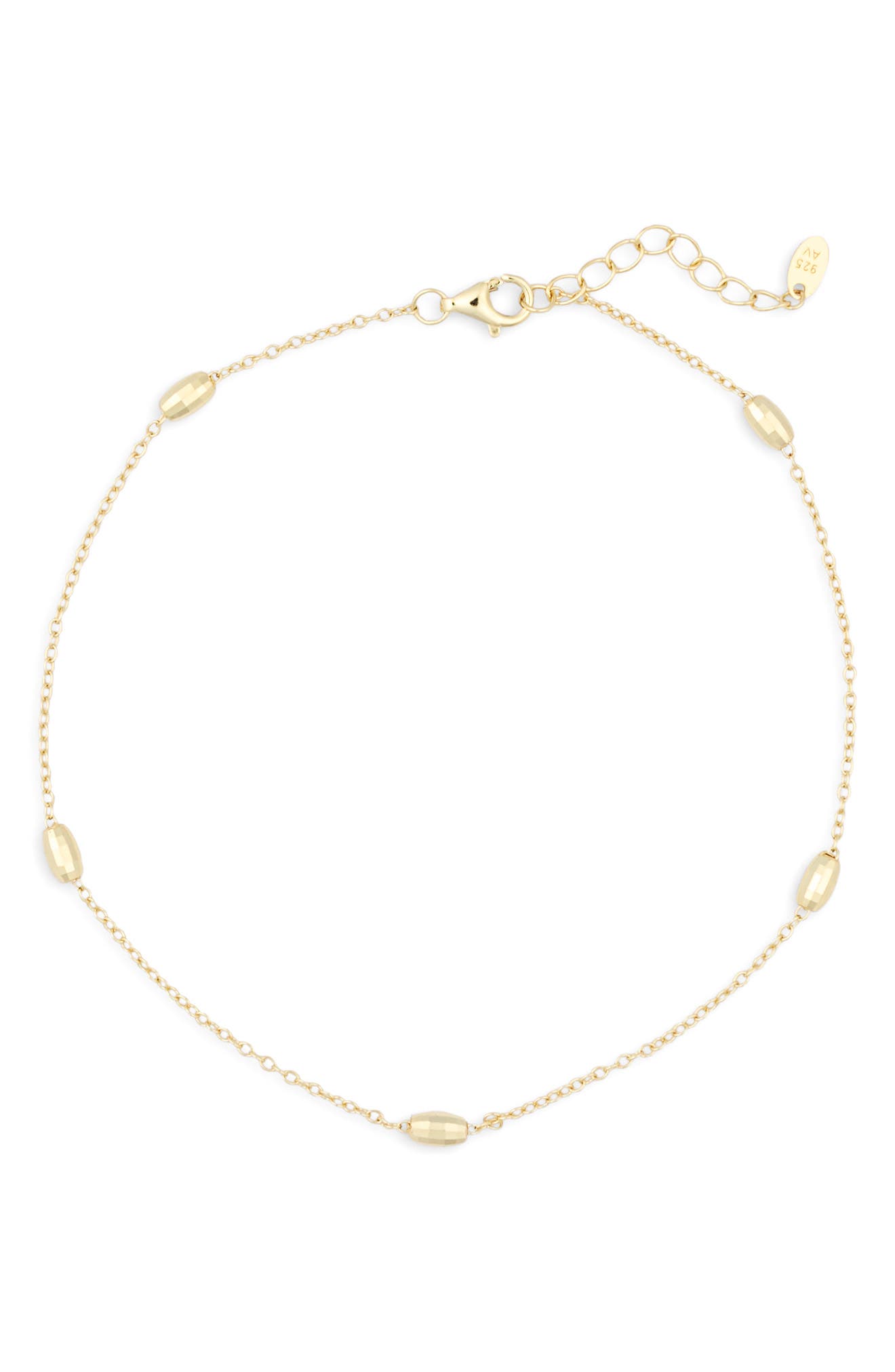 18K Gold Plated Sterling Silver Station Chain Anklet