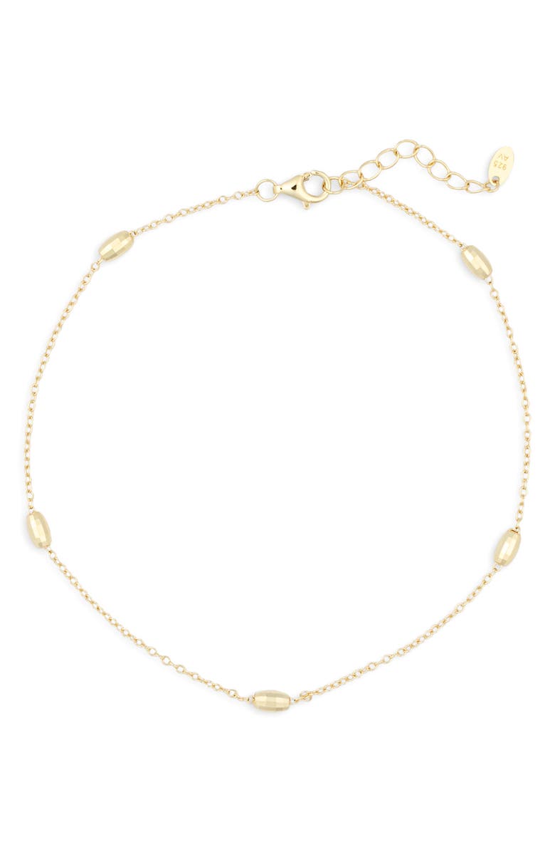 ARGENTO VIVO 18K Gold Plated Sterling Silver Station Chain Anklet, Alternate, color, Gold
