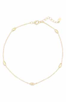 18K Gold Plated Sterling Silver Station Chain Anklet