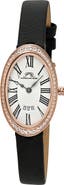 PORSAMO BLEU Women's Eloise Oval Guilloche Dial Topaz Leather Watch
