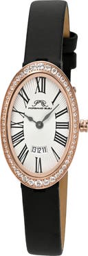 PORSAMO BLEU Women's Eloise Oval Guilloche Dial Topaz Leather Watch