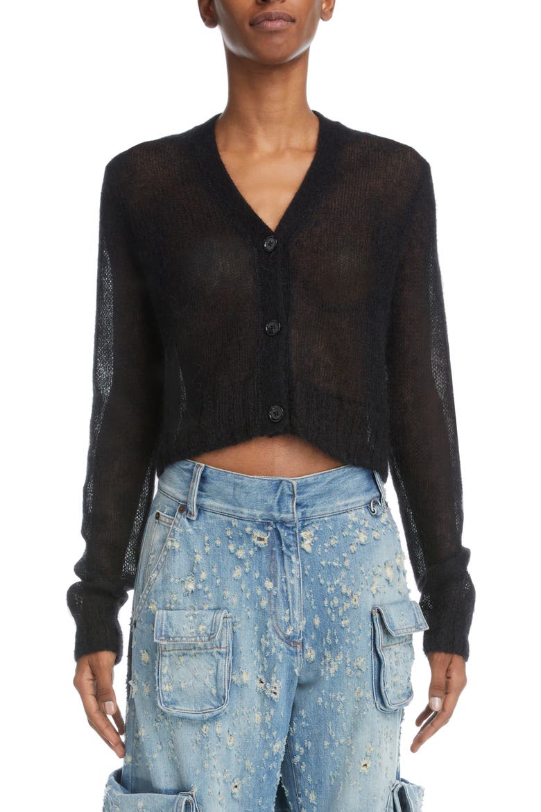 Kodilia Crop Mohair Blend Cardigan, Main, color, BLACK