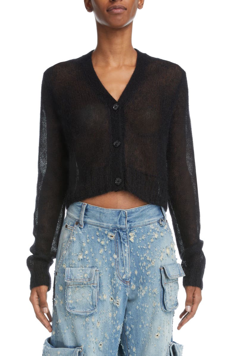 Acne Studios Kodilia Crop Mohair Blend Cardigan, Main, color, 