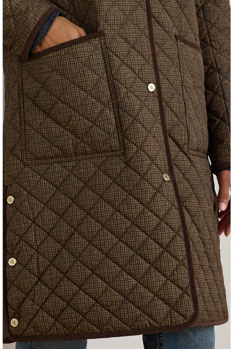 Quilted Print Jacket, Alternate, color, BROWN MINI CHECK