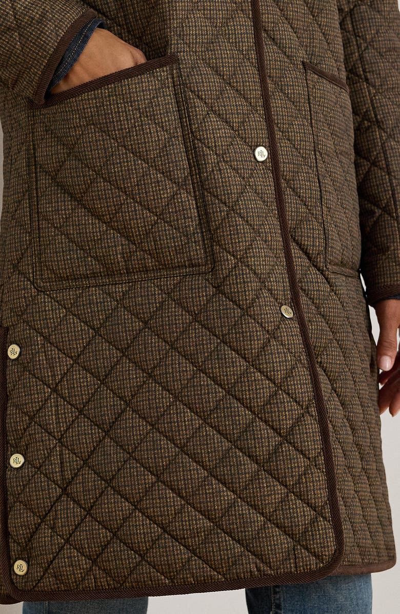 Lauren Ralph Lauren Quilted Print Jacket, Alternate, color, Brown Mini Check