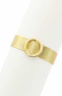 OLIVIA WELLES Circle Buckle Leather Strap Bracelet