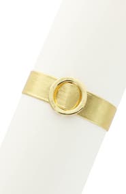 OLIVIA WELLES Circle Buckle Leather Strap Bracelet