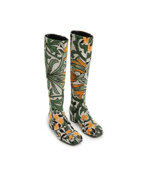 La Doublej Edie Boots Jacquard Delta Ivory In Jacquard Delta Ivory