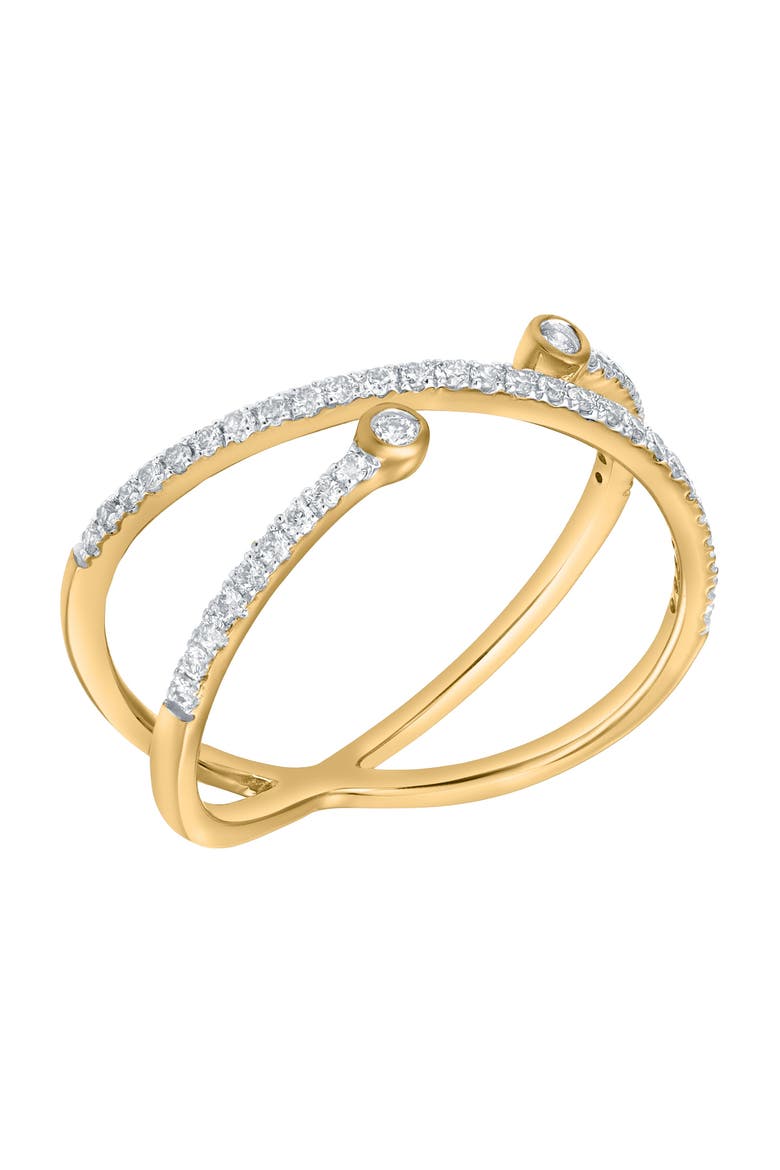 Infinara 0.25 Cts Natural Diamond Crossover 14K Gold Ring, Alternate, color, 14K Yellow Gold