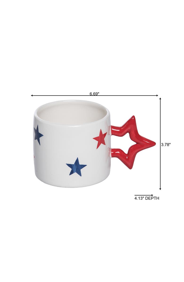 Transpac Ceramic Star Mug Multicolored for Patriotic Serving and Entertaining, Alternate, color, Multicolored