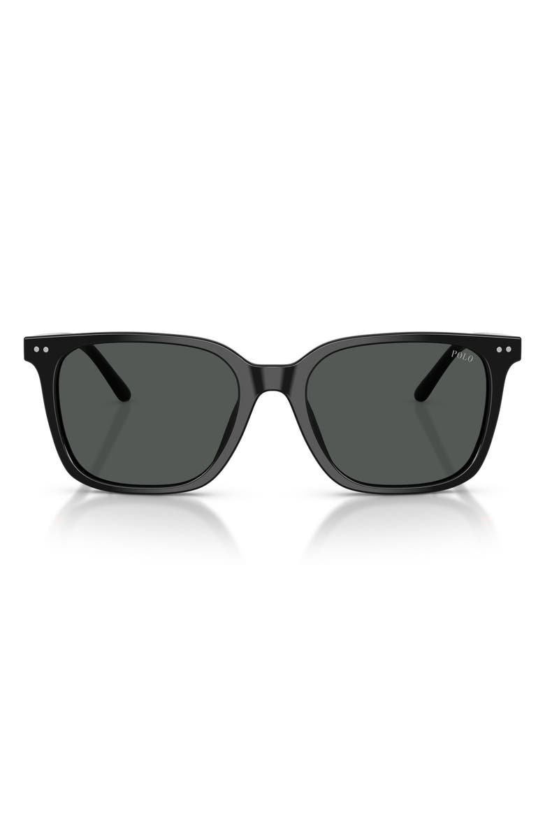 Polo Ralph Lauren 54mm Square Sunglasses, Main, color, Shiny Black / Dark Grey