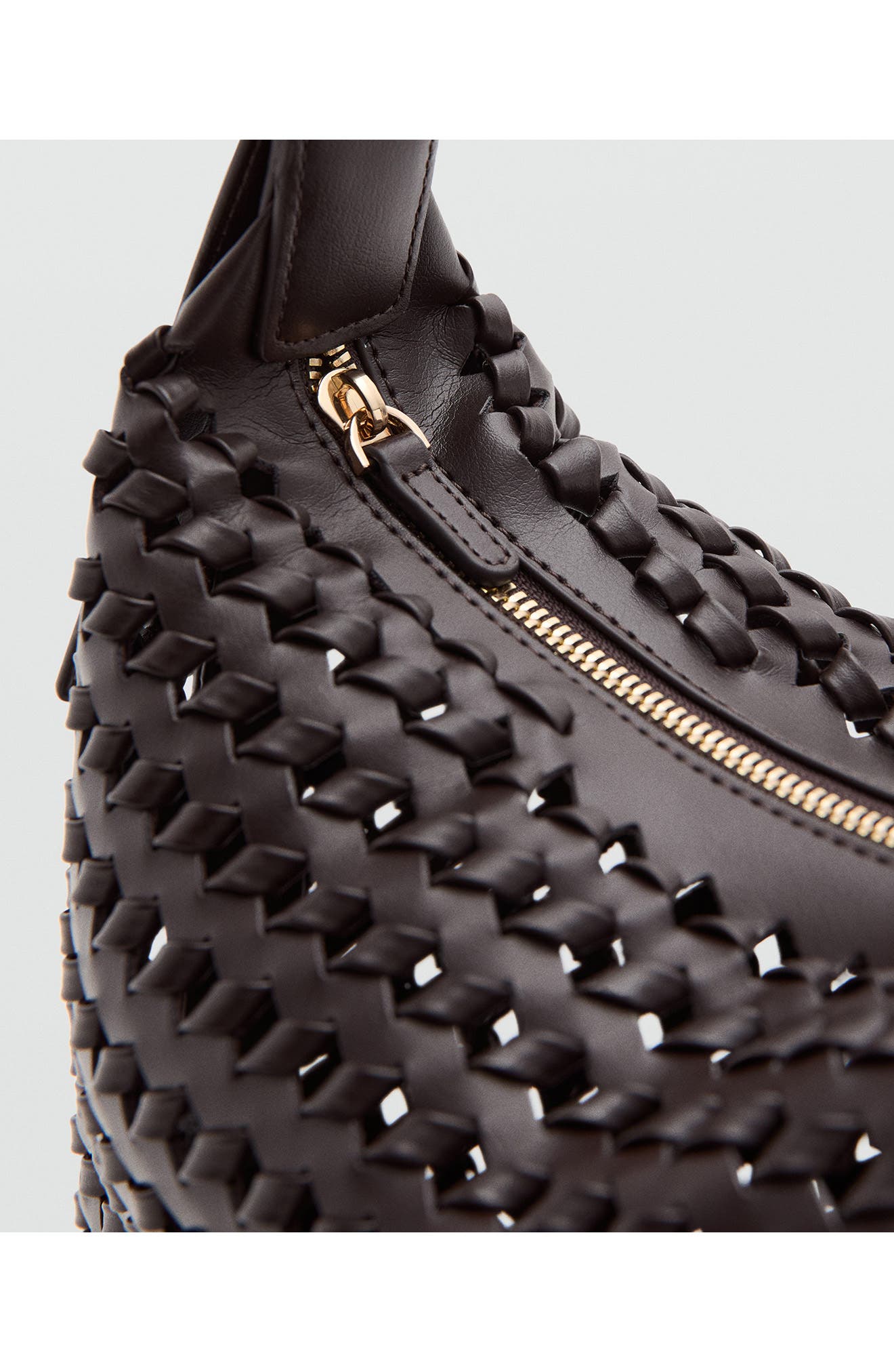 MANGO Braided Faux Leather Shoulder Bag, Alternate, color, 