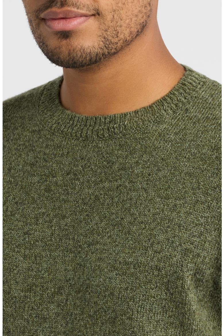 Shetland Wool Crewneck Sweater, Alternate, color, OLIVE HEATHER