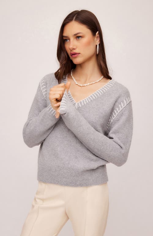 Fifteen Twenty Ali Stitch V-neck Sweater In Gray In Gray