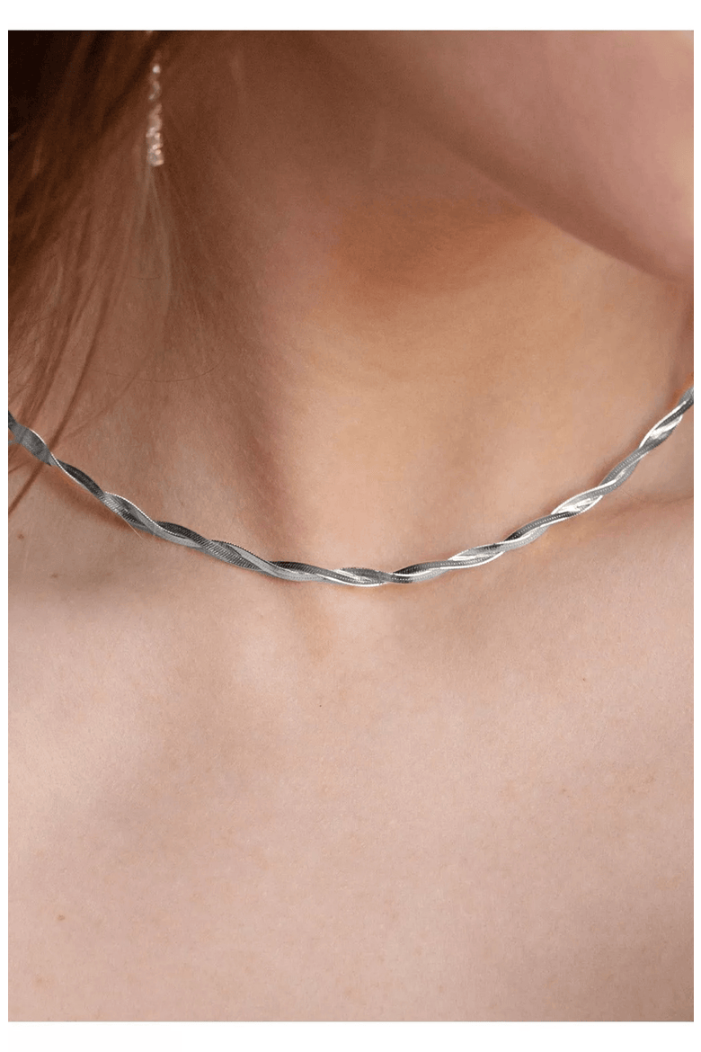 18k Gold Plated Sterling Silver Cass Intertwined Snake Necklace Gift Idea, Alternate, color, Silver