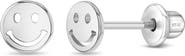 In Season Jewelry Polished Smiling Face Earrings