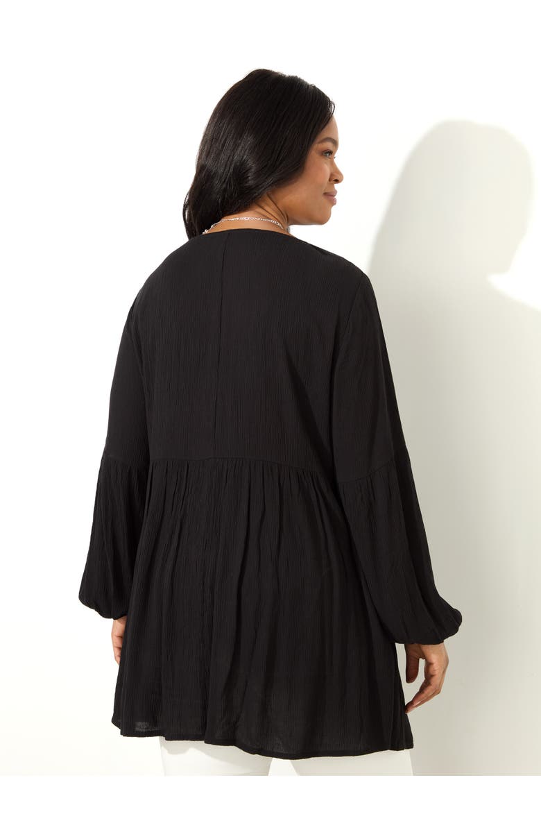 Live Unlimited Embroidered Crinkle Tunic, Alternate, color, Black