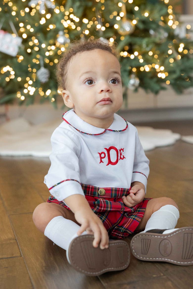 Pique & Plaid Long Sleeve Shortall, Alternate, color, Red Multi Plaid