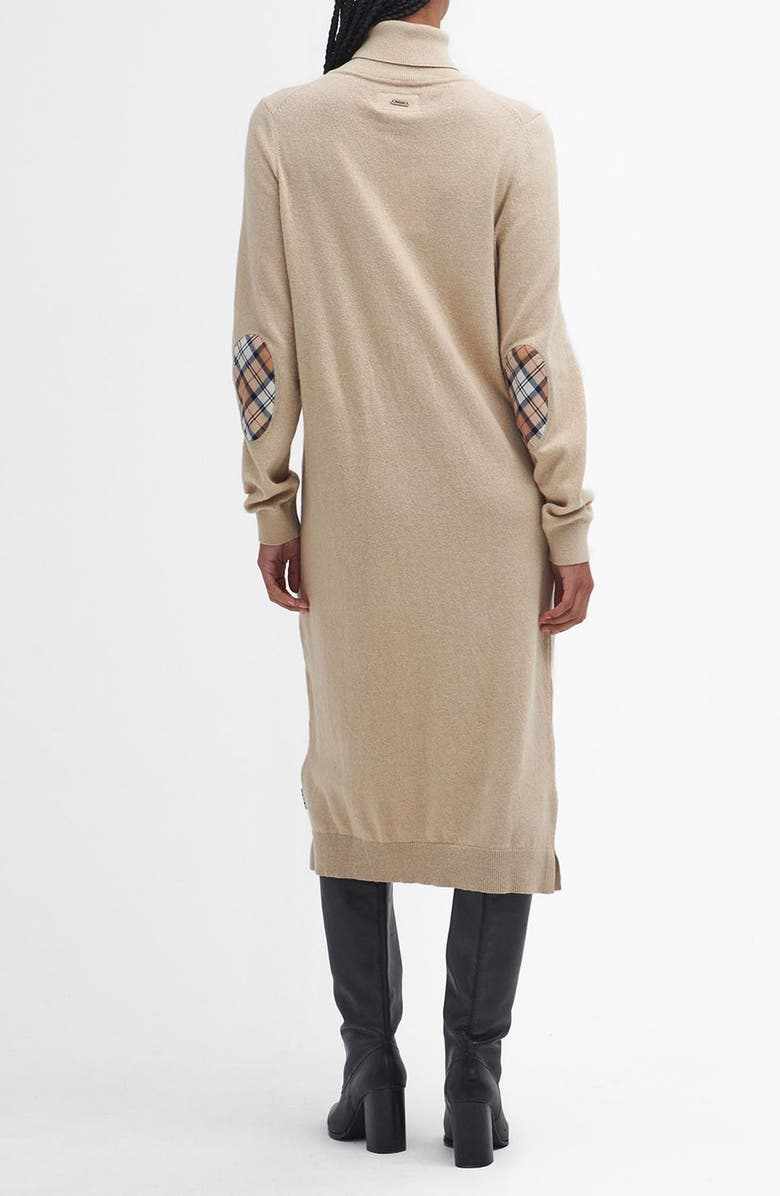 Barbour Elbow Patch Long Sleeve Wool & Cotton Turtleneck Midi Sweaterdress, Alternate, color, 