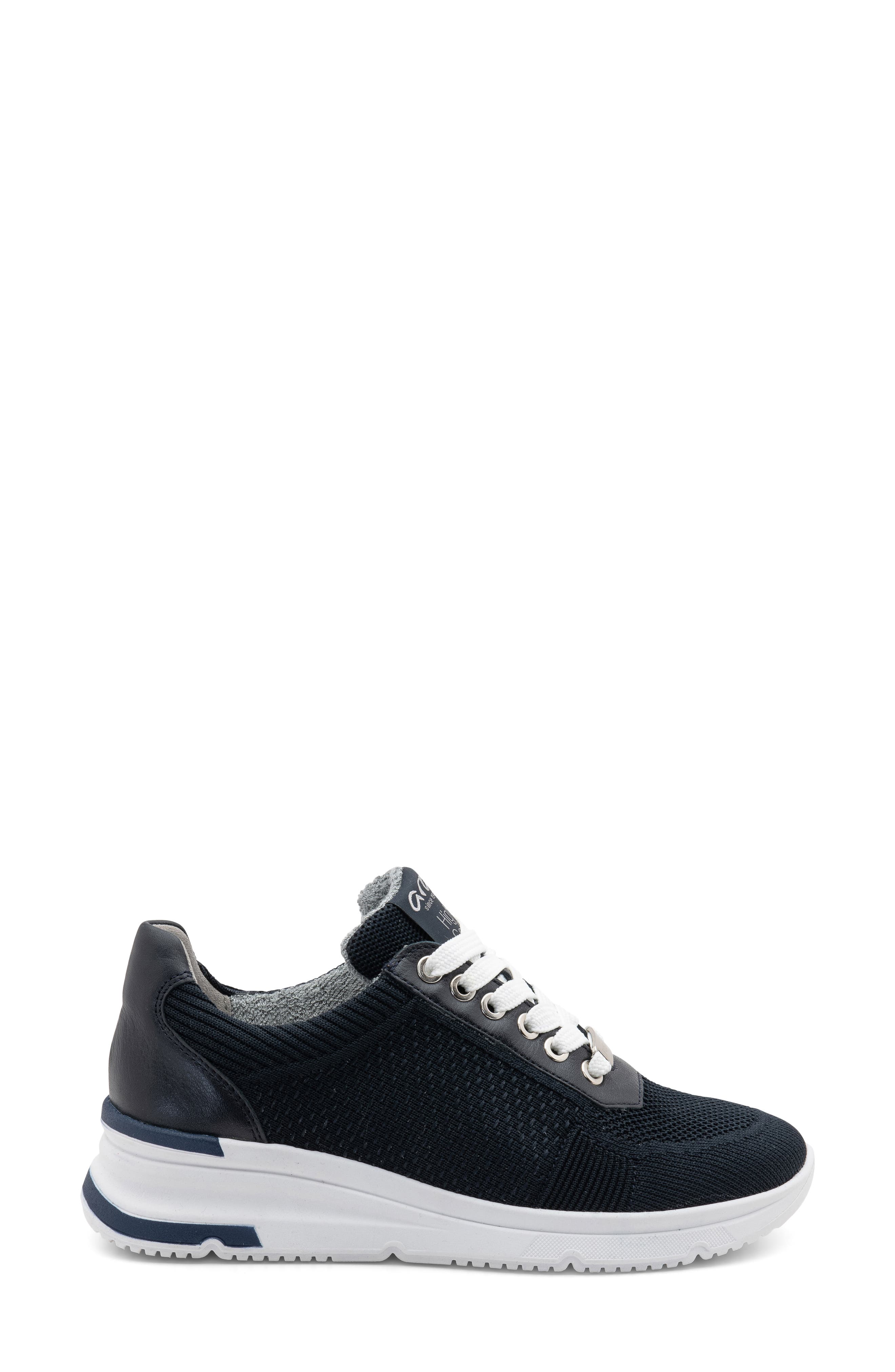 Nassau II Knit Wedge Sneaker, Alternate, color, NAVY WOVEN STRETCH