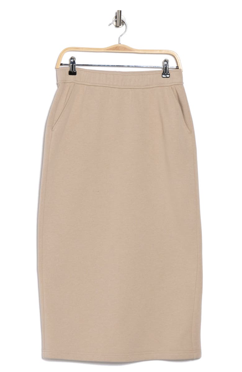 Z by Zella Feather Fleece Midi Skirt, Alternate, color, Tan Thread